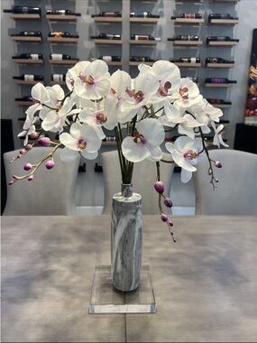 (1) Artificial Phalaenopsis Orchid Stem, 35-inch Cream/Purple Reg. $18 Each